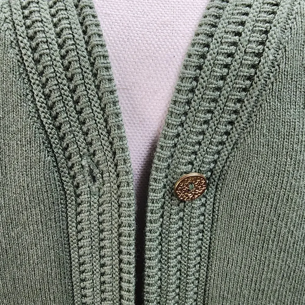 NWT Joie Cardigan Sweater Women Large Green Button Front Career Preppy Retro - Picture 2 of 11